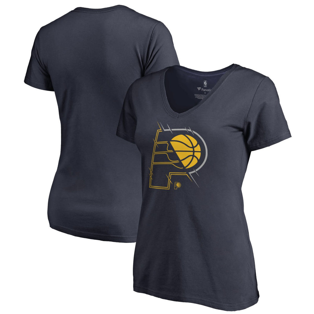 Indiana Pacers Women's X-Ray Slim Fit V-Neck T-Shirt Navy - NBA