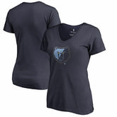 Memphis Grizzlies Women's X-Ray Slim Fit V-Neck T-Shirt Navy - NBA