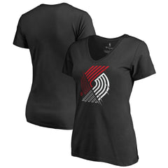 Portland Trail Blazers Women's X-Ray Slim Fit V-Neck T-Shirt Black - NBA