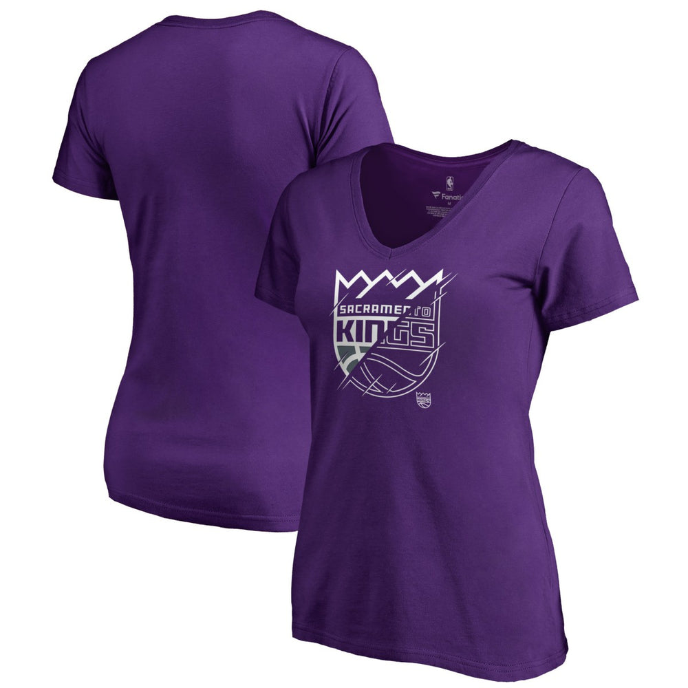 Sacramento Kings Women's X-Ray Slim Fit V-Neck T-Shirt Purple - NBA