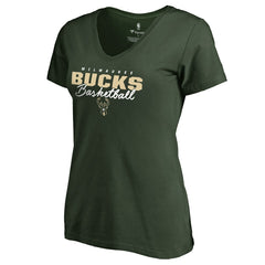 Milwaukee Bucks Women's Script Assist T-Shirt Hunter Green - NBA