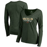 Minnesota Wild Women's Iconic Collection Script Assist Long Sleeve V-Neck T-Shirt - Green - NHL