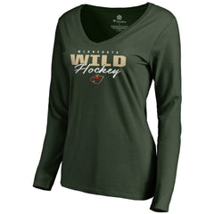 Minnesota Wild Women's Iconic Collection Script Assist Long Sleeve V-Neck T-Shirt - Green - NHL