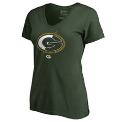 Green Bay Packers Women's X-Ray Slim Fit V-Neck T-Shirt Green | NFL