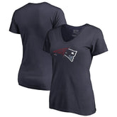 New England Patriots Women's X-Ray V-Neck T-Shirt Navy | NFL