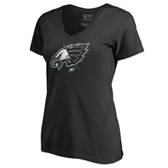 Philadelphia Eagles Women's X-Ray Slim Fit V-Neck T-Shirt Black | NFL
