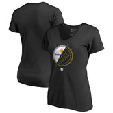 Pittsburgh Steelers Women's X-Ray Slim Fit V-Neck T-Shirt Black | NFL