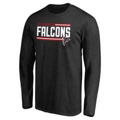 Atlanta Falcons Iconic Collection On Side Stripe Long Sleeve T-Shirt Black | NFL