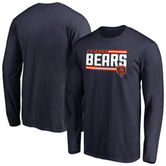 Chicago Bears Iconic Collection On Side Stripe Long Sleeve T-Shirt Navy | NFL