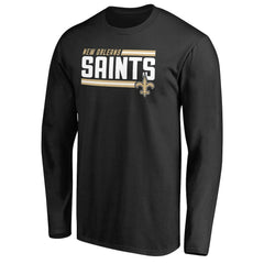 New Orleans Saints Iconic Collection On Side Stripe Long Sleeve T-Shirt Black | NFL