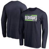 Seattle Seahawks Iconic Collection On Side Stripe Long Sleeve T-Shirt College Navy | NFL