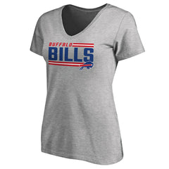 Buffalo Bills Women's Iconic Collection On Side Stripe V-Neck T-Shirt Ash | NFL