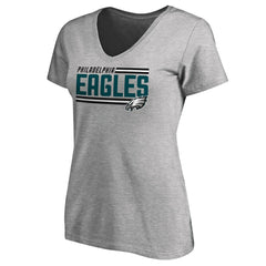 Philadelphia Eagles Women's Iconic Collection On Side Stripe V-Neck T-Shirt Ash | NFL