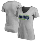 Seattle Seahawks Women's Iconic Collection On Side Stripe V-Neck T-Shirt Heather Gray | NFL