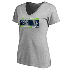 Seattle Seahawks Women's Iconic Collection On Side Stripe V-Neck T-Shirt Heather Gray | NFL