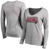 Arizona Cardinals Women's Iconic Collection On Side Stripe Long Sleeve V-Neck T-Shirt Ash | NFL