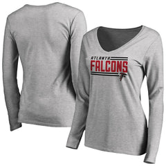 Atlanta Falcons Women's Iconic Collection On Side Stripe Long Sleeve V-Neck T-Shirt Ash | NFL