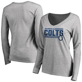 Indianapolis Colts Women's Iconic Collection On Side Stripe Long Sleeve V-Neck T-Shirt Ash | NFL
