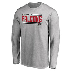 Atlanta Falcons Iconic Collection On Side Stripe Long Sleeve T-Shirt Ash | NFL