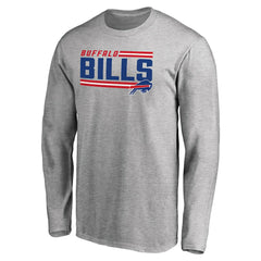 Buffalo Bills Iconic Collection On Side Stripe Long Sleeve T-Shirt Ash | NFL