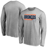 Denver Broncos Iconic Collection On Side Stripe Long Sleeve T-Shirt Ash | NFL
