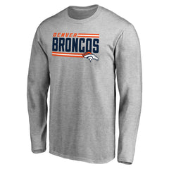 Denver Broncos Iconic Collection On Side Stripe Long Sleeve T-Shirt Ash | NFL