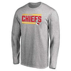 Kansas City Chiefs Iconic Collection On Side Stripe Long Sleeve T-Shirt Ash | NFL