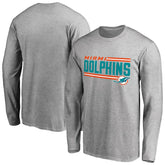 Miami Dolphins Iconic Collection On Side Stripe Long Sleeve T-Shirt Ash | NFL