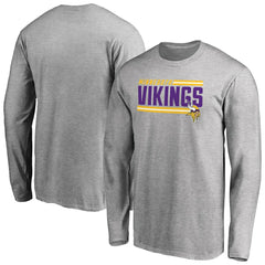 Minnesota Vikings Iconic Collection On Side Stripe Long Sleeve T-Shirt Ash | NFL