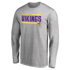 Minnesota Vikings Iconic Collection On Side Stripe Long Sleeve T-Shirt Ash | NFL