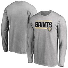 New Orleans Saints Iconic Collection On Side Stripe Long Sleeve T-Shirt Ash | NFL