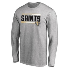 New Orleans Saints Iconic Collection On Side Stripe Long Sleeve T-Shirt Ash | NFL