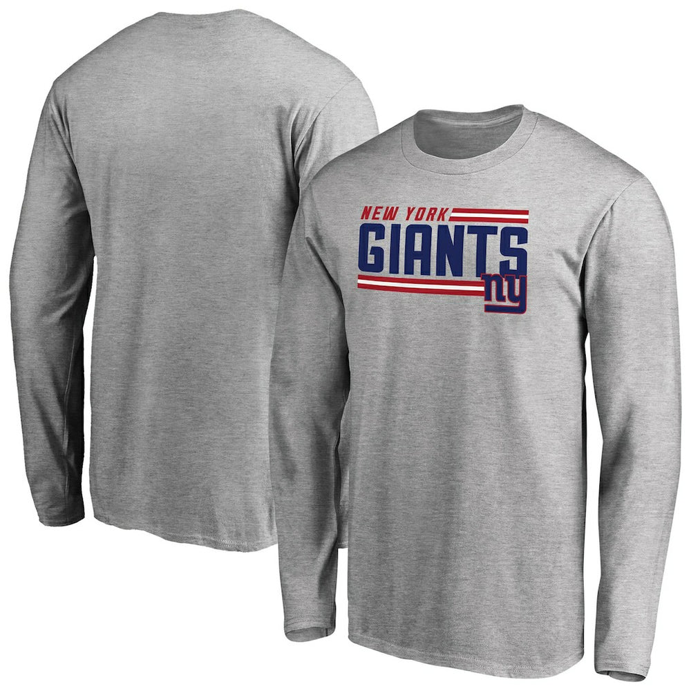 New York Giants Iconic Collection On Side Stripe Long Sleeve T-Shirt Ash | NFL