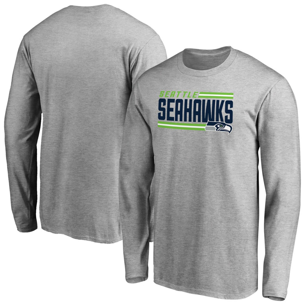 Seattle Seahawks Iconic Collection On Side Stripe Long Sleeve T-Shirt Ash | NFL