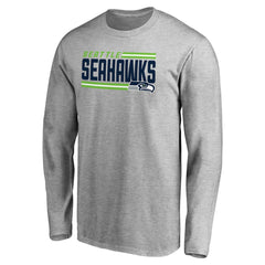Seattle Seahawks Iconic Collection On Side Stripe Long Sleeve T-Shirt Ash | NFL