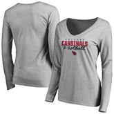Arizona Cardinals Women's Iconic Collection Script Assist Long Sleeve V-Neck T-Shirt Ash | NFL
