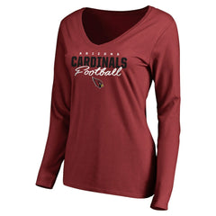Arizona Cardinals Women's Iconic Collection Script Assist Long Sleeve V-Neck T-Shirt Cardinal | NFL