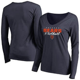 Chicago Bears Women's Iconic Collection Script Assist Long Sleeve V-Neck T-Shirt Navy | NFL