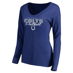 Indianapolis Colts Women's Iconic Collection Script Assist Long Sleeve V-Neck T-Shirt Royal | NFL
