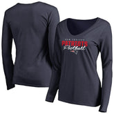 New England Patriots Women's Iconic Collection Script Assist Long Sleeve V-Neck T-Shirt Navy | NFL