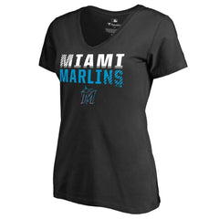 Miami Marlins Women's Fade Out V-Neck T-Shirt - MLB