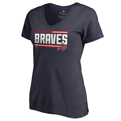 Atlanta Braves Women's Onside Stripe V-Neck T-Shirt - MLB