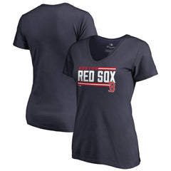 Boston Red Sox Women's Onside Stripe V-Neck T-Shirt - MLB