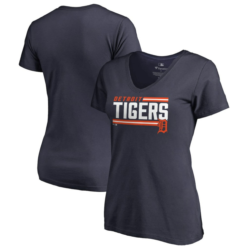 Detroit Tigers Women's Onside Stripe V-Neck T-Shirt - MLB