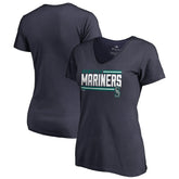 Seattle Mariners Women's Onside Stripe V-Neck T-Shirt - MLB