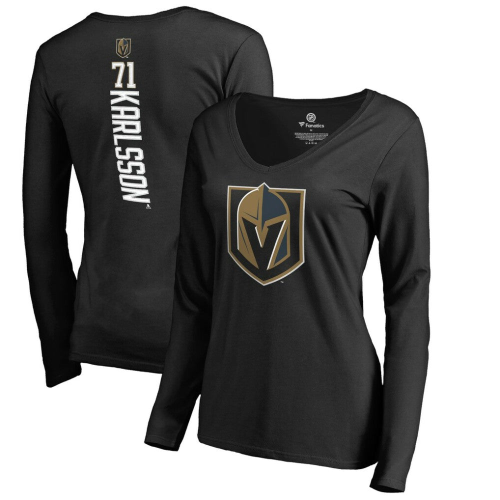 William Karlsson Vegas Golden Knights Women's Backer V-Neck Long Sleeve T-Shirt - Black - NHL