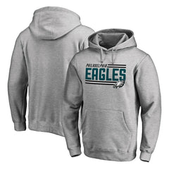 Philadelphia Eagles Iconic Collection Onside Stripe Pullover Hoodie Heathered Gray | NFL