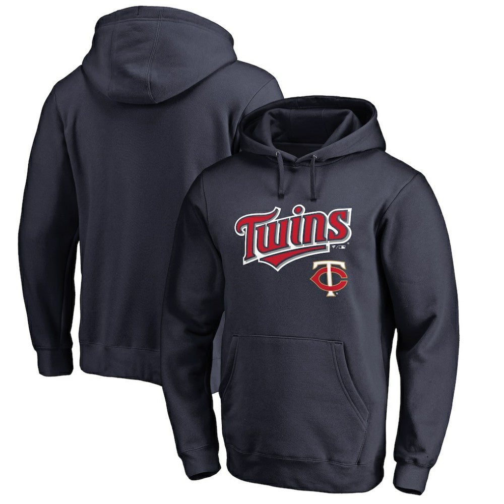 Minnesota Twins Team Lockup Fitted Pullover Hoodie - MLB