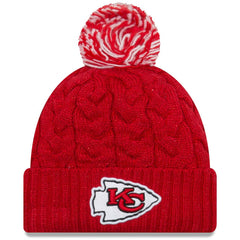 Kansas City Chiefs New Era Women's Cozy Cable Cuffed Knit Hat Red | NFL