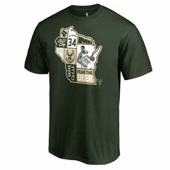 Giannis Antetokounmpo Milwaukee Bucks Player State T-Shirt Hunter Green - NBA